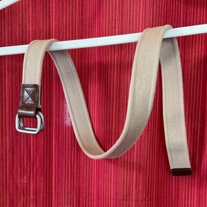 Lands' End Tan Canvas Belt with Leather Accents - size Small